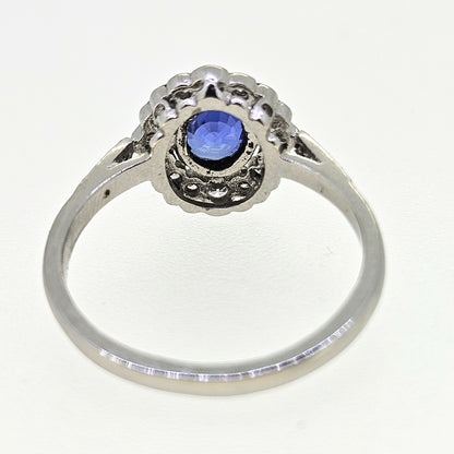 Sapphire and Diamond Cluster Ring D.35 S1.0 Platinum