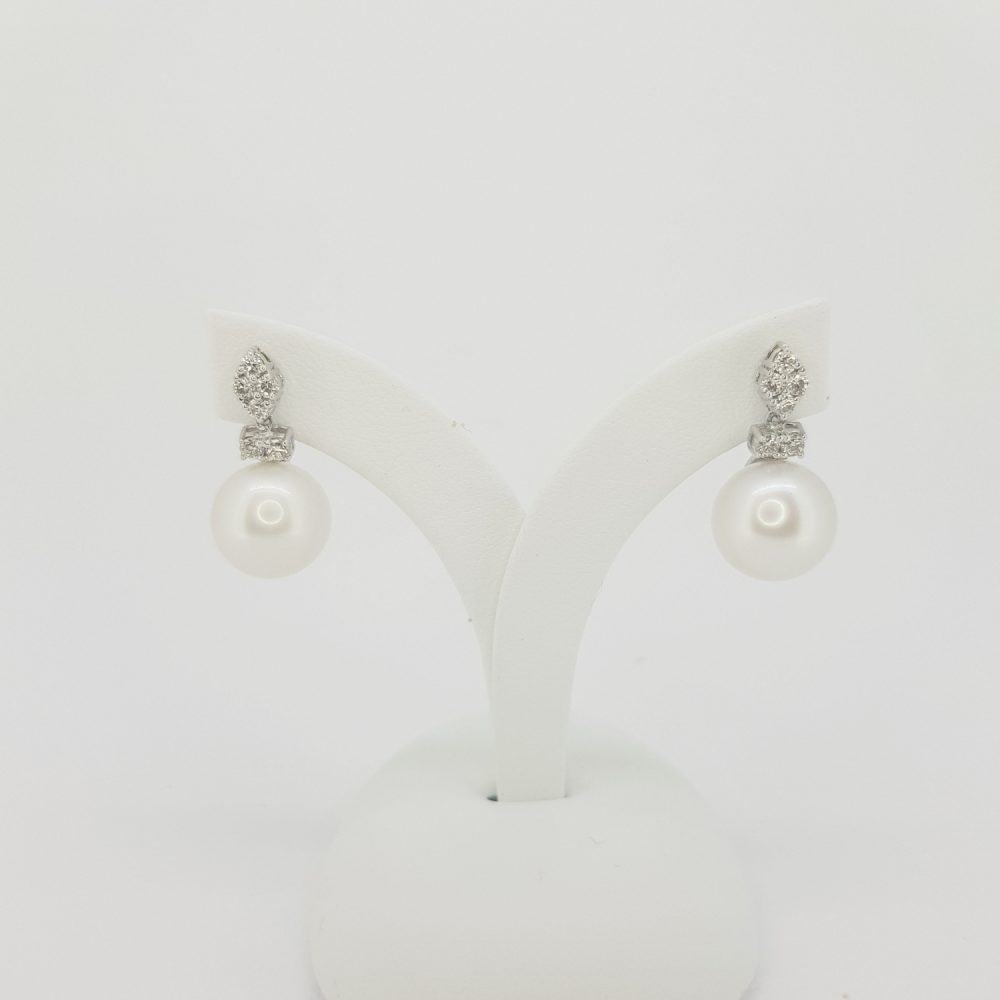 Pearl and Diamond Drop Earrings