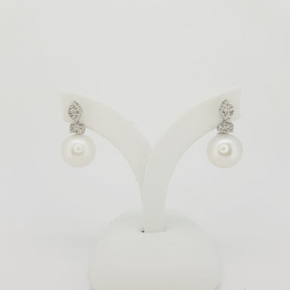 Pearl and Diamond Drop Earrings