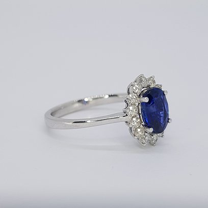 1.21ct Sapphire and Diamond Cluster Ring, 18ct White Gold