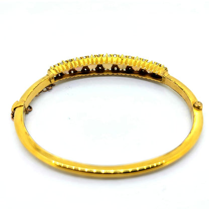 Opal and Diamond Yellow Gold Bangle Bracelet