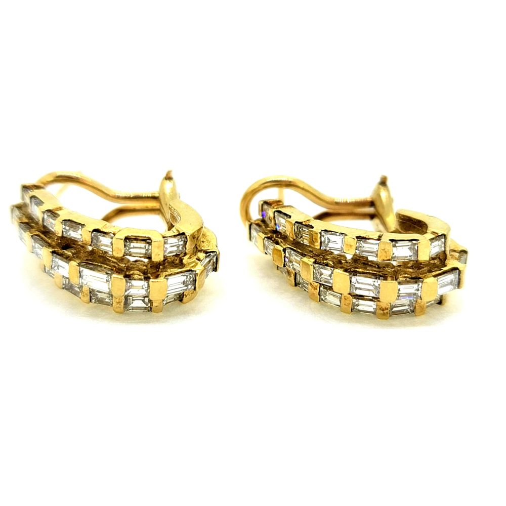 1.50ct Baguette Cut Diamond Creole Earrings in 18ct Yellow Gold