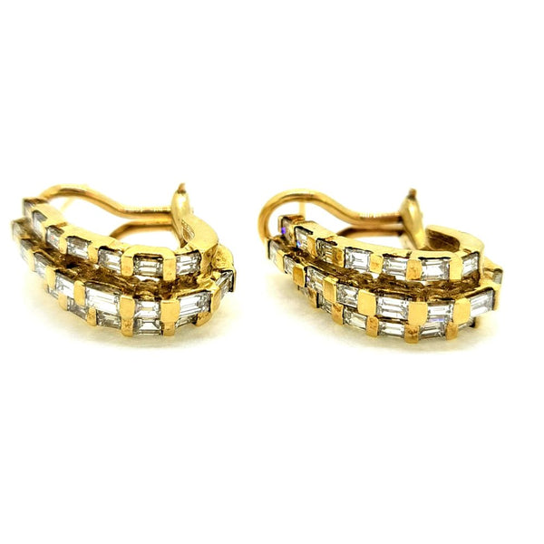 1.50ct Baguette Cut Diamond Creole Earrings in 18ct Yellow Gold