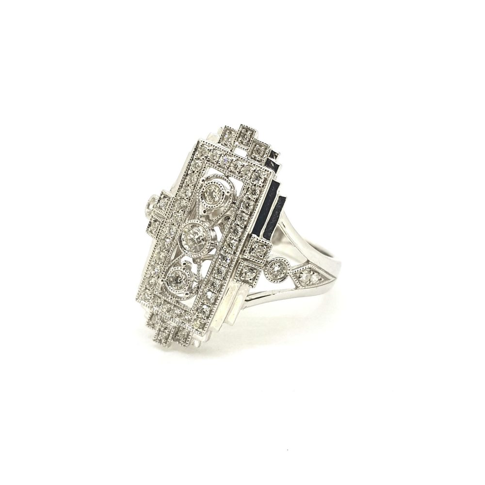 Art Deco Style Diamond Plaque Ring