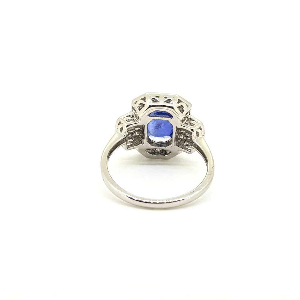 Modern 2.51ct Sapphire and Diamond Cluster Dress Ring