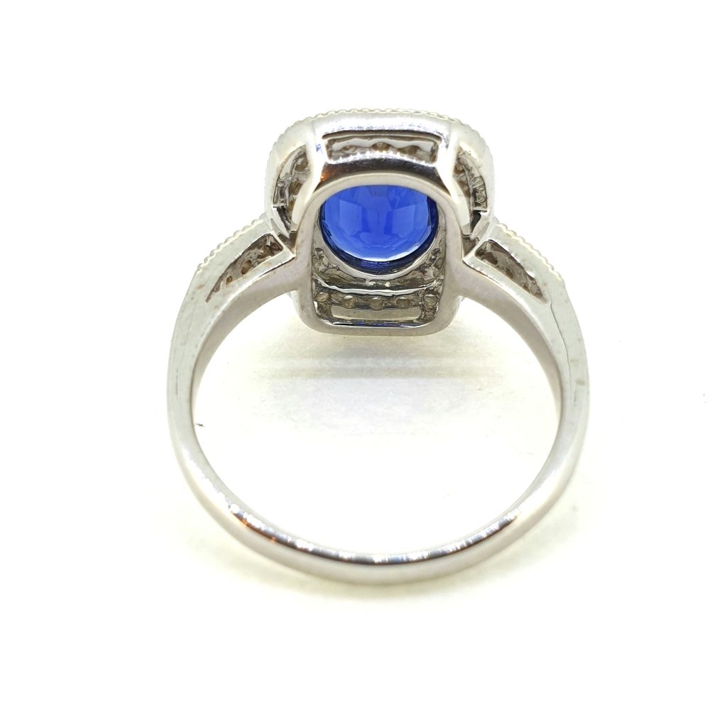 Certified 2.13ct Natural No Heat Sapphire and Diamond Cluster Engagement Ring