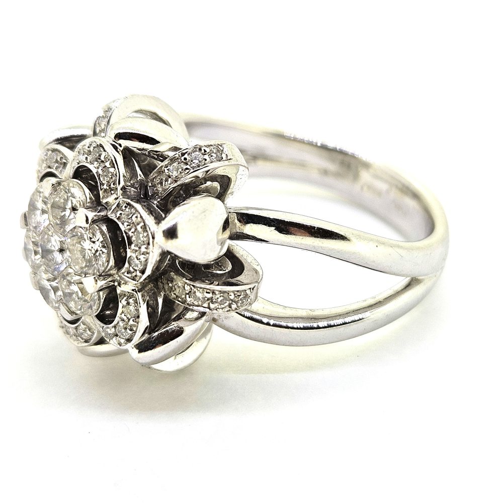 Contemporary 1ct Diamond Flower Cluster Dress Ring