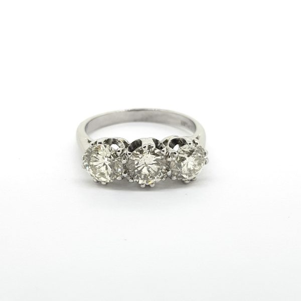 Diamond Three Stone Ring in Platinum, 2.15 carats
