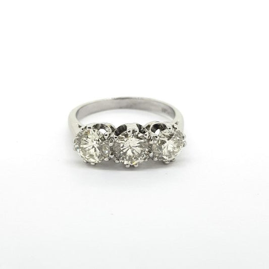 Diamond Three Stone Ring in Platinum, 2.15 carats