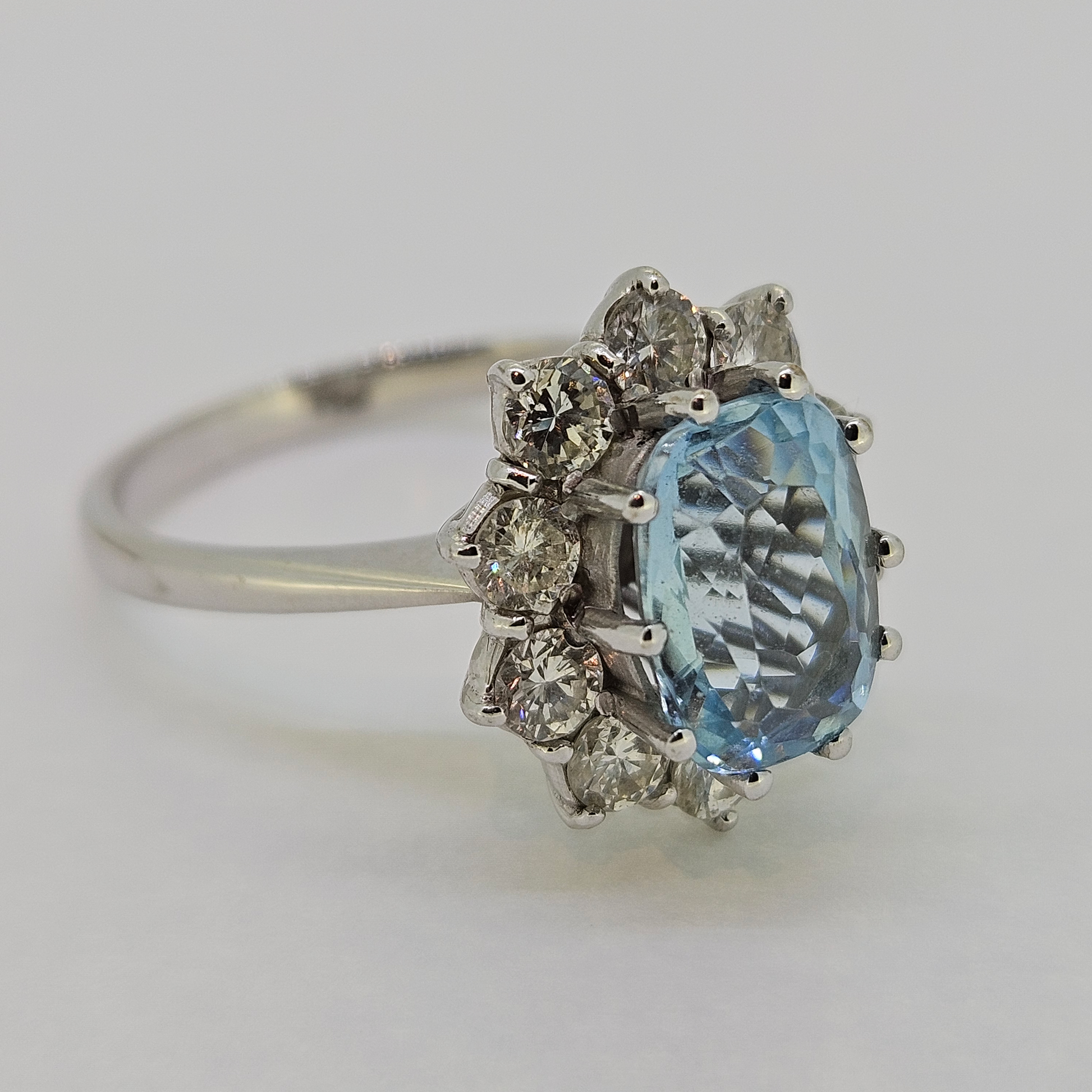 2.20ct Aquamarine and Diamond Engagement Dress Cluster Ring