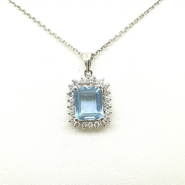 Aquamarine and Diamond Cluster Pendant