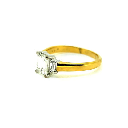 1ct Emerald Cut Diamond Engagement Ring with Baguette Sides