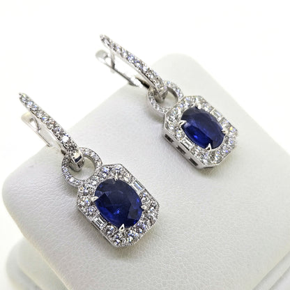 Contemporary Sapphire and Diamond drop earrings S2.97 D1.09