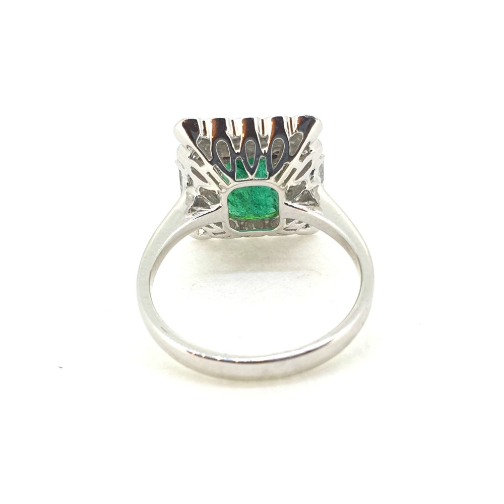 3.60ct Emerald and Diamond Cluster Dress Ring