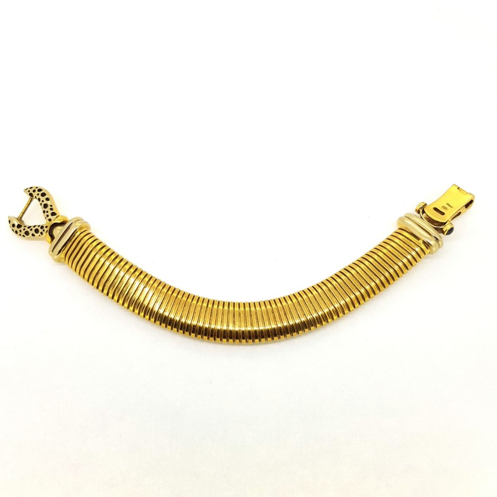 Vintage Italian 18ct Yellow Gold Turbo Gas Tube Bracelet