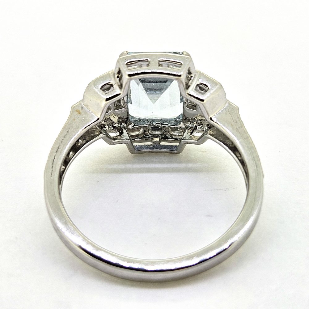 2.11ct Aquamarine and Diamond Cluster Dress Ring