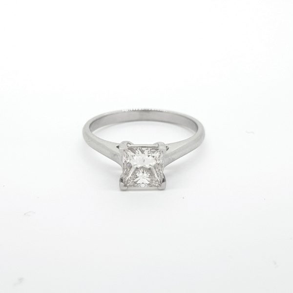 1.01ct Princess-cut diamond solitaire engagement ring in platinum