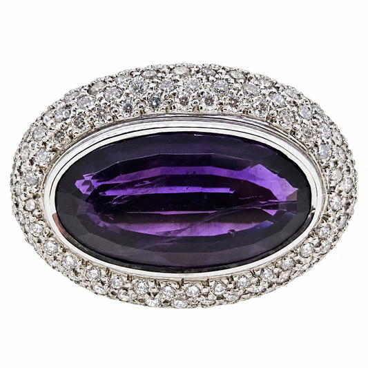 Amythyst and Diamond Ring 19gms Amy est. 6cts D2.0