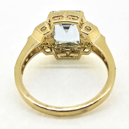 1.95ct Aquamarine and Diamond Cluster Dress Ring in 18ct Yellow Gold