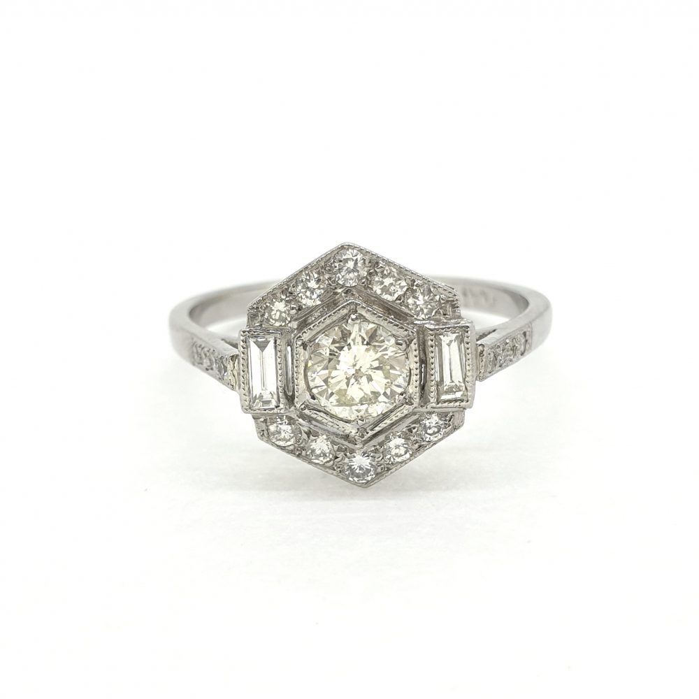 Modern Octagonal Diamond Cluster Ring 0.75 carats