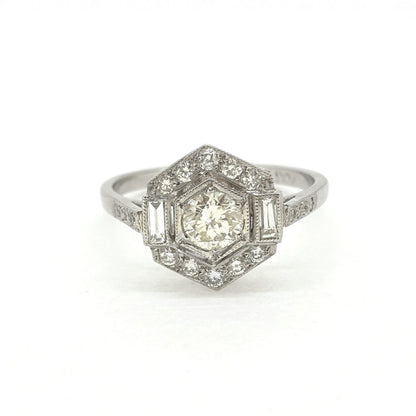 Modern Octagonal Diamond Cluster Ring 0.75 carats