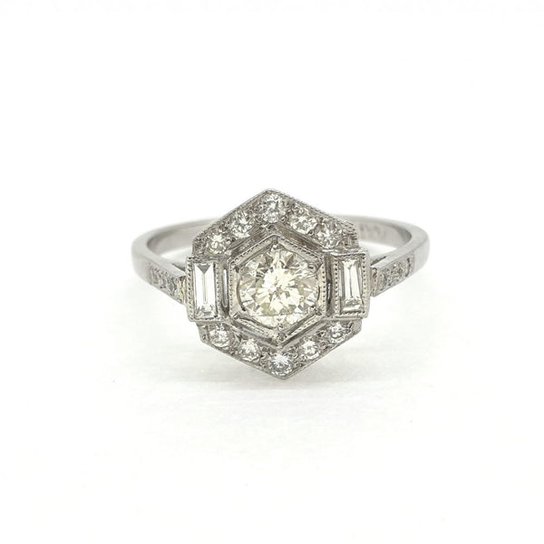 Modern Octagonal Diamond Cluster Ring 0.75 carats