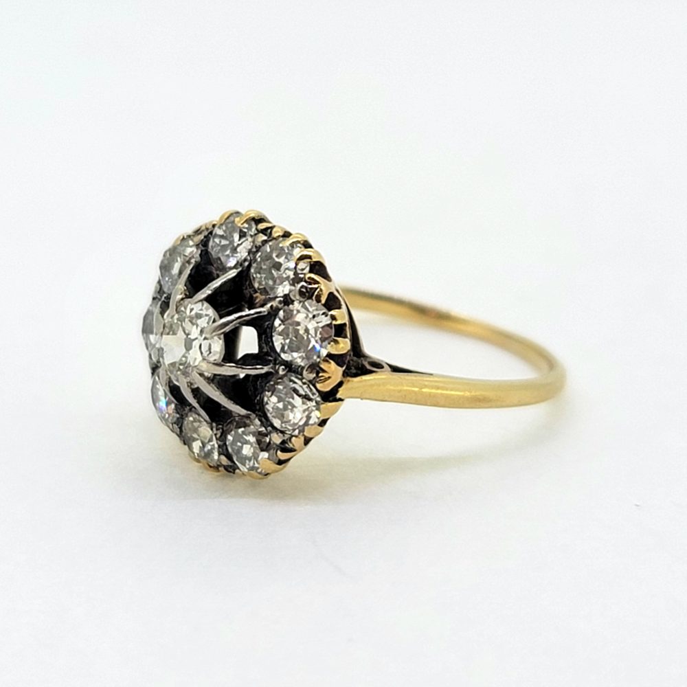 Victorian Antique Old Cut Diamond Cluster Engagement Ring