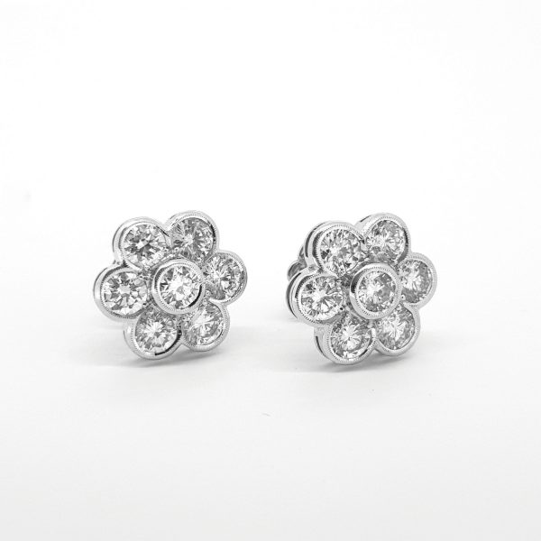 3ct diamond daisy flower cluster earrings