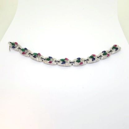 Sapphire Ruby Emerald and Diamond Tutti Frutti Bracelet