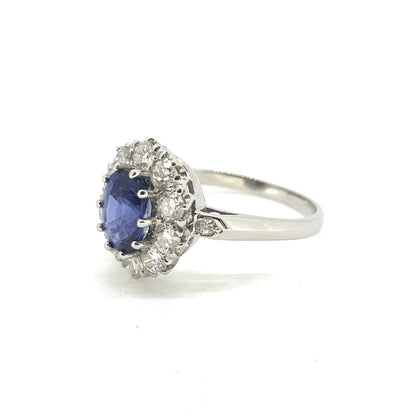 1.50ct Oval Cut Sapphire and Diamond Cluster Ring