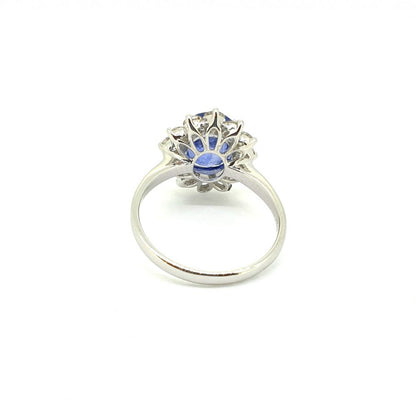 3.20ct Oval Sapphire and Diamond Floral Cluster Ring