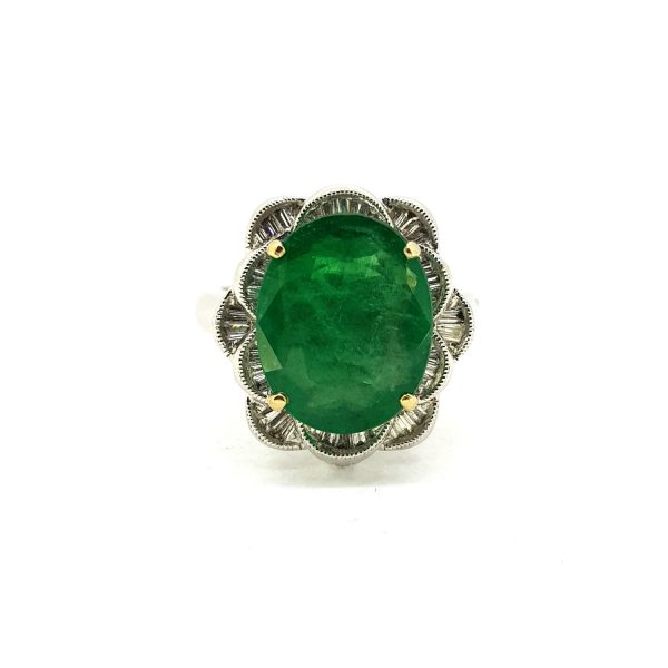 4.9ct Emerald and Diamond Dress Ring in 18ct White Gold
