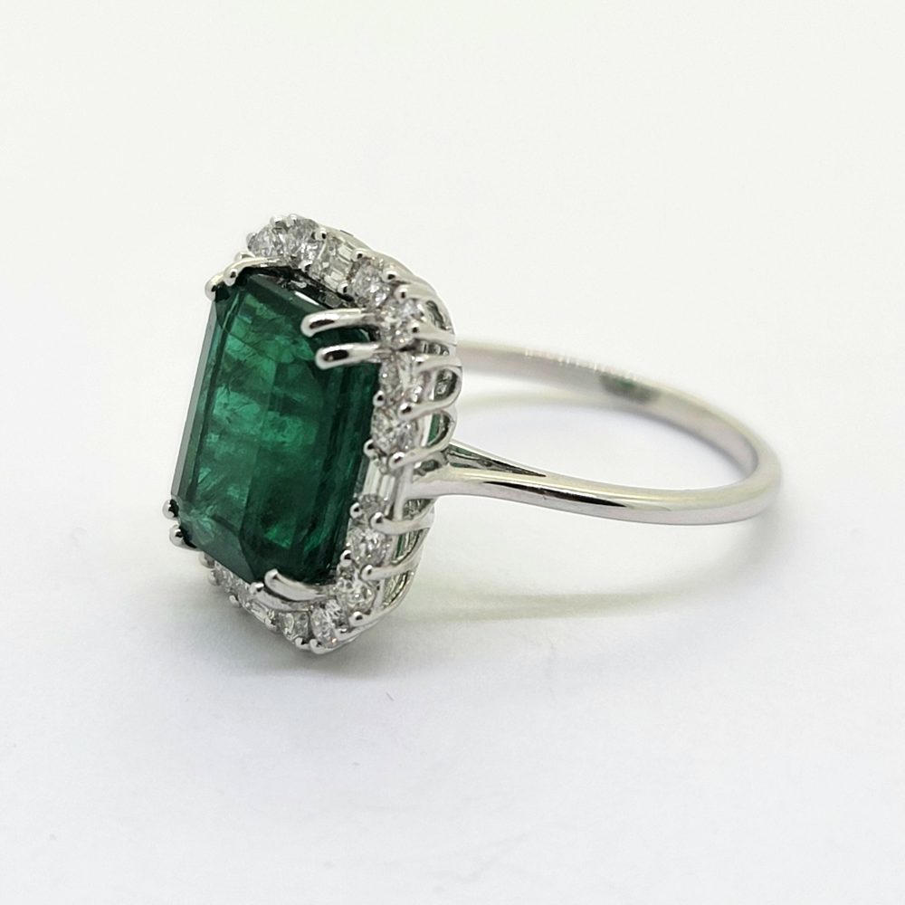 Emerald and Diamond Cluster Ring, 5.24 carats