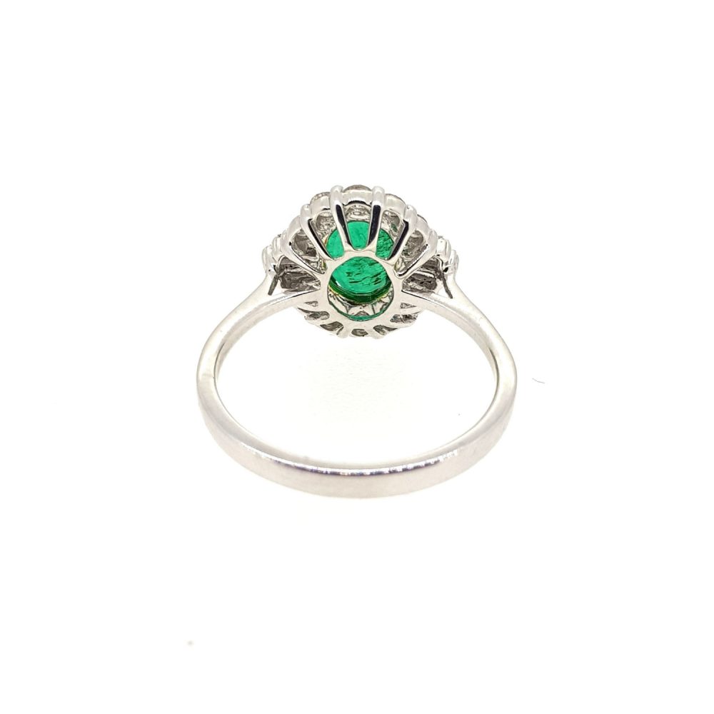 1.03ct Oval Emerald and Diamond Cluster Dress Ring