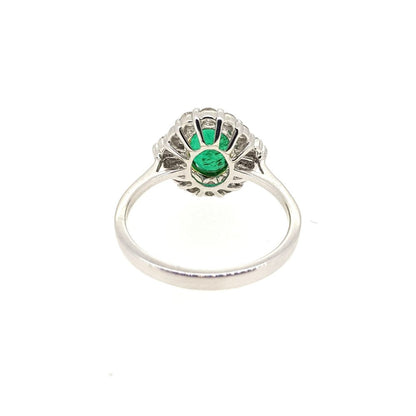 1.03ct Oval Emerald and Diamond Cluster Dress Ring
