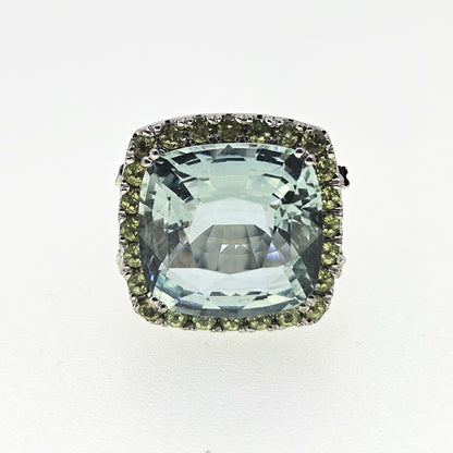 Aquamarine, Peridot and Diamond Ring Aq Est 10cts