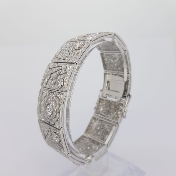 Art Deco Style Diamond Panel Bracelet, 16.50 carat total