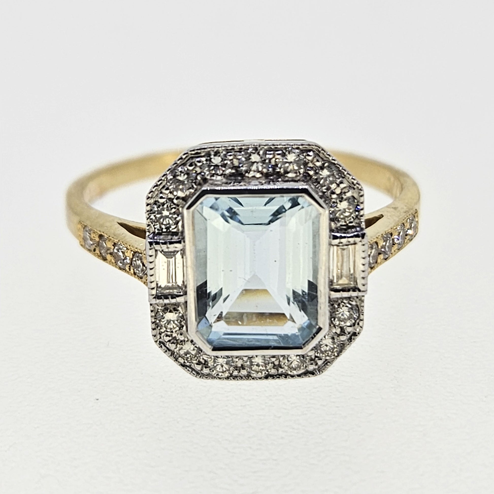 Aquamarine and Diamond Cluster Ring A1.26 D.37