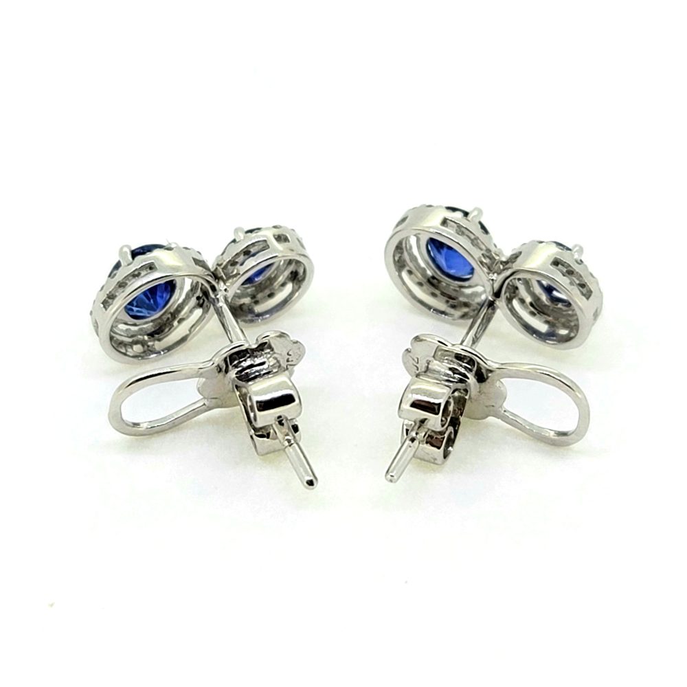 1.30ct Sapphire and Diamond Double Cluster Earrings in 18ct white gold