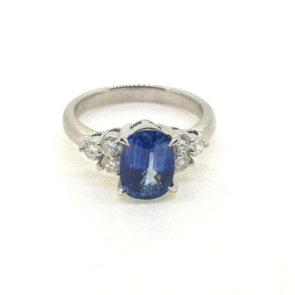 2.33ct Oval Sapphire and Diamond Engagement Ring in 18ct White Gold