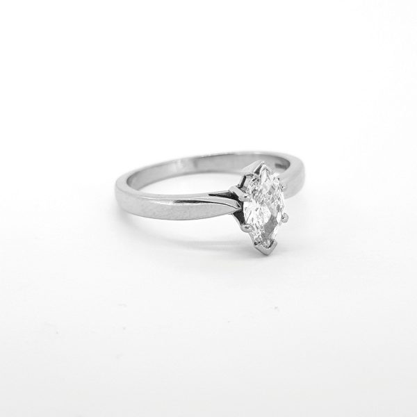 Marquise Cut Diamond Single Stone Solitaire Engagement Ring in 18ct White Gold