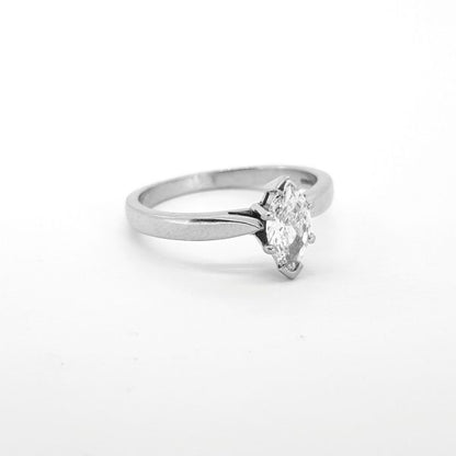 Marquise Cut Diamond Single Stone Solitaire Engagement Ring in 18ct White Gold