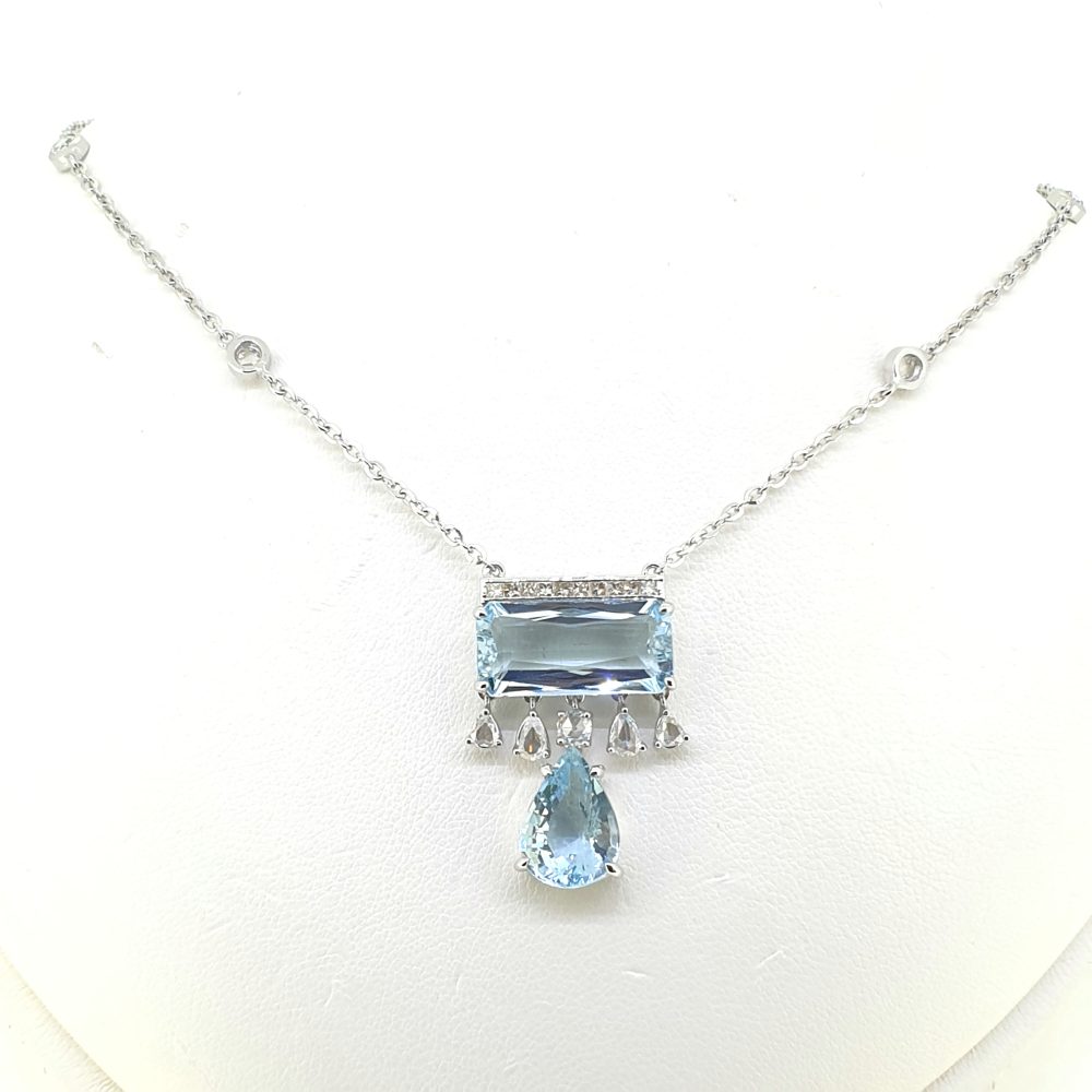 Contemporary Aquamarine and Diamond Pendant, 9.95 carats