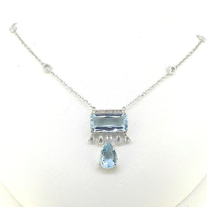 Contemporary Aquamarine and Diamond Pendant, 9.95 carats