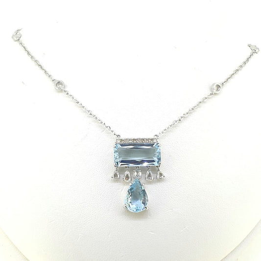 Contemporary Aquamarine and Diamond Pendant, 9.95 carats