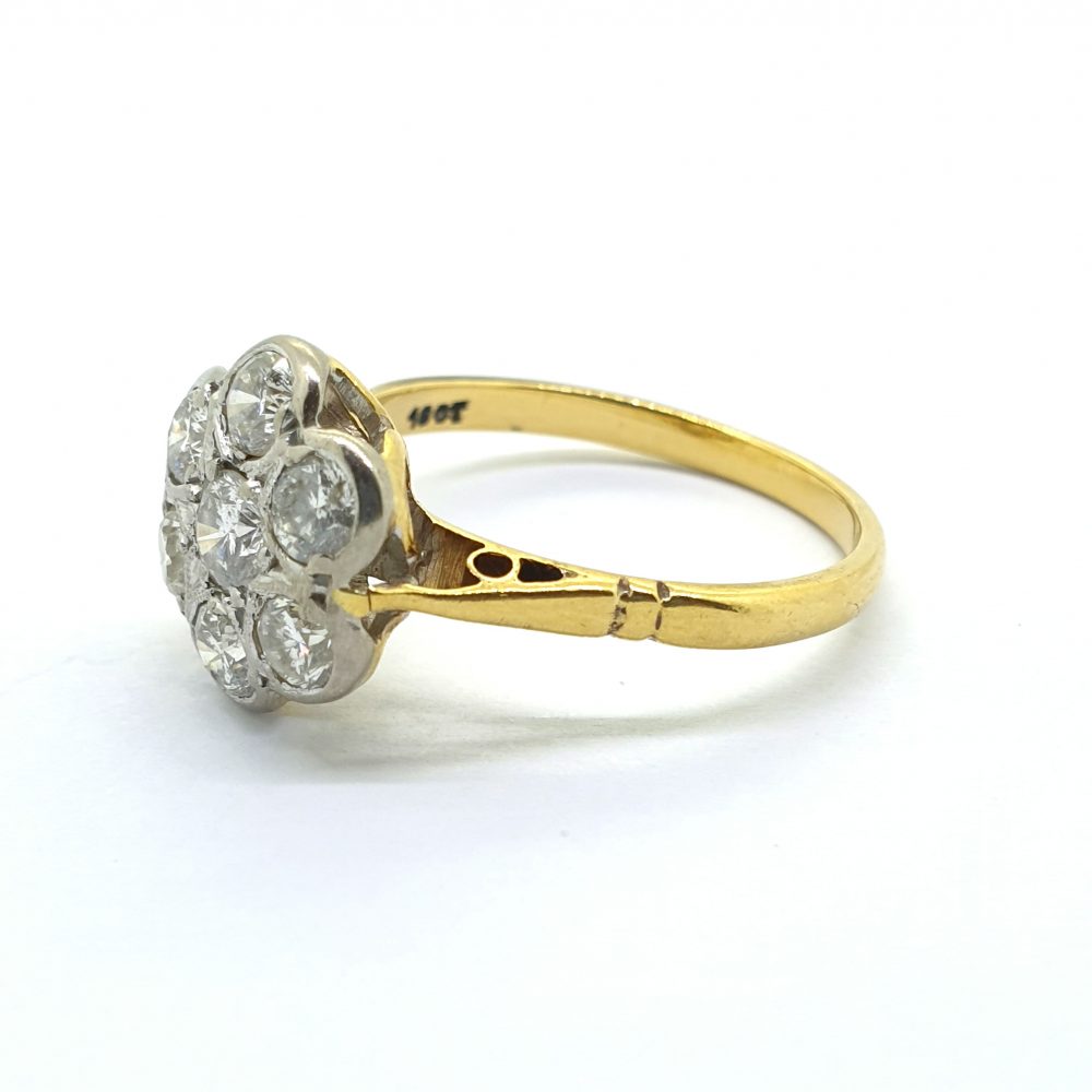 Vintage 1ct Diamond Daisy Cluster Ring