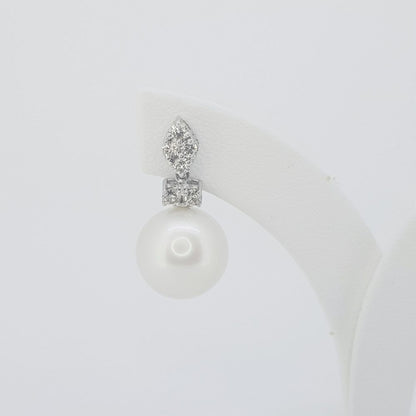 Pearl and Diamond Drop Earrings