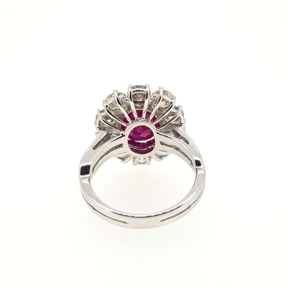 4.70ct Burma Ruby and Diamond Floral Cluster Ring