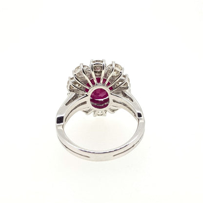 4.70ct Burma Ruby and Diamond Floral Cluster Ring