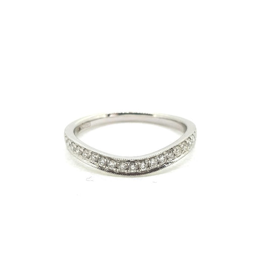 0.17ct Diamond Set 18ct White Gold Half Eternity Band Ring, slender diamond set half eternity ring, slightly curved to fit round an engagement ring